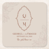 マグノリアラインアート華美 スクエアペーパーコースター (正面)