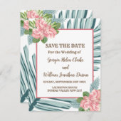 マグノリアリリーブーケ結婚式の日付を保存 招待状 (正面/裏面)