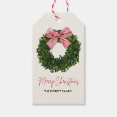 マグノリアリースクリスマスギフトタグとレッドボウ ギフトタグ (正面)