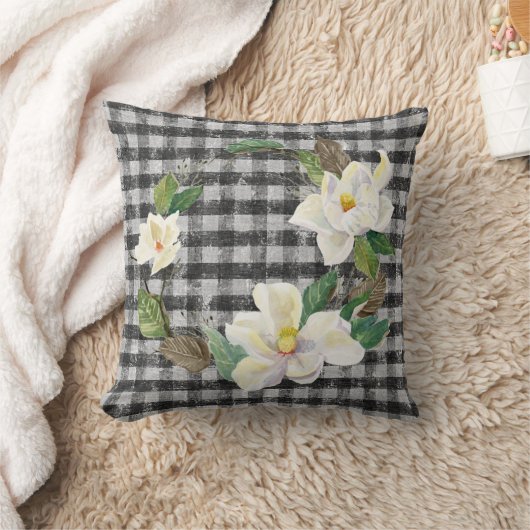 マグノリアリースフ素朴ァームハウス白黒チェック クッション (ブランケット)