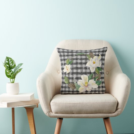 マグノリアリースフ素朴ァームハウス白黒チェック クッション (椅子)