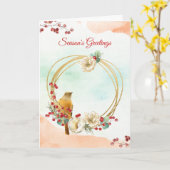 マグノリアリース折りグリーティングカード付き鳥 カード (黄色い花)