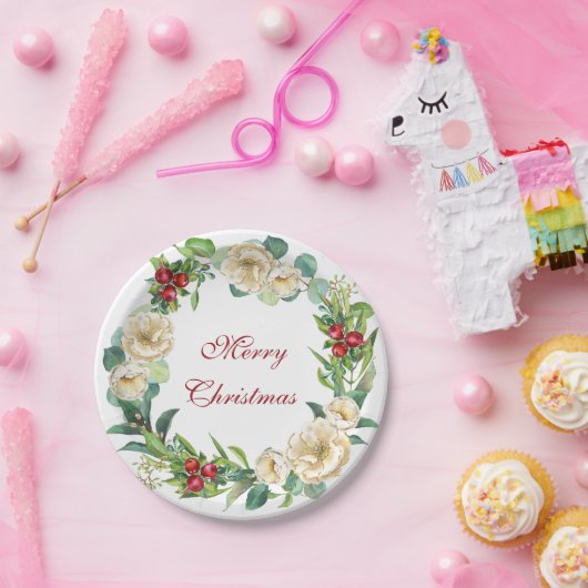 マグノリアリース&ベリーズクリスマス紙プレート ペーパープレート (パーティー)