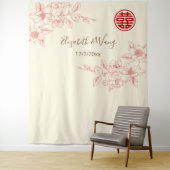 マグノリアレッドピンククリームバック中国のバック タペストリー (インサイチュ)