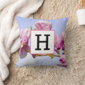 マグノリアヴィンテージフローラ植物花シック クッション (ブランケット)