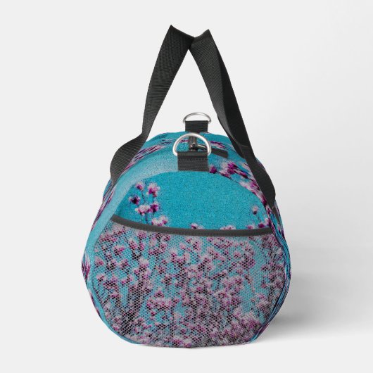 マグノリア咲き青絵を描空パーソナライズされた ダッフルバッグ (右)