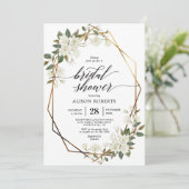 マグノリア幾何学的フレームブライダルシャワー招待 招待状 (スタンド正面)