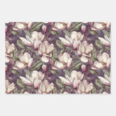 マグノリア手色彩の鮮やかフローラアートパープル ラッピングペーパーシート (正面3)