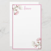 マグノリア文パーソナライズされた具 便箋 (正面/裏面)