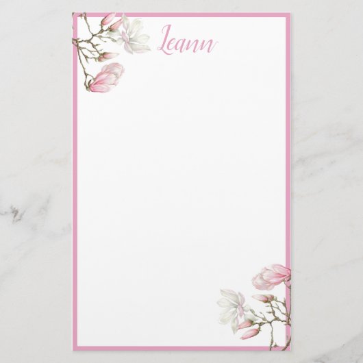 マグノリア文パーソナライズされた具 便箋 (正面)
