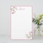 マグノリア文パーソナライズされた具 便箋 (スタンド正面)