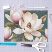 マグノリア春フローラルパターン 薄葉紙 (クラフト)