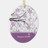 マグノリア枝と紫色の花カスタムオーナメント セラミックオーナメント (右)