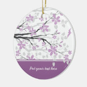 マグノリア枝と紫色の花カスタムオーナメント セラミックオーナメント (左)