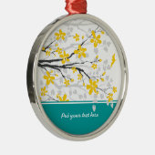 マグノリア枝と花カスタムオーナメント メタルオーナメント (右)