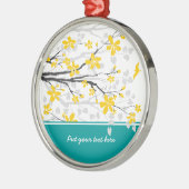 マグノリア枝と花カスタムオーナメント メタルオーナメント (左)