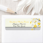 マグノリア枝黄色、グレー結婚のカスタムラベル ラベル (インサイチュ)