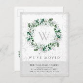 マグノリア水彩フローラリースモノグラムムービング 案内ポストカード (正面/裏面)