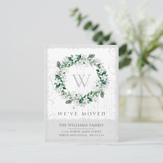 マグノリア水彩フローラリースモノグラムムービング 案内ポストカード (スタンド正面)