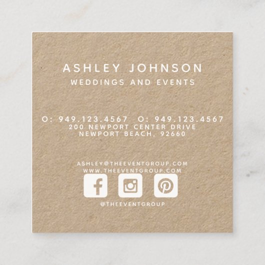 マグノリア白スクリプト型クラフトSNS スクエア名刺 (裏面)