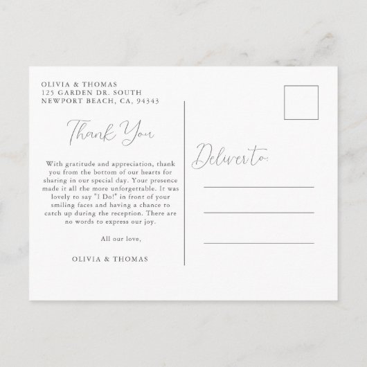 マグノリア白黒結婚の写真ありがとう ポストカード (裏面)