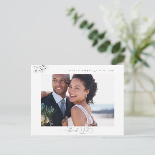 マグノリア白黒結婚の写真ありがとう ポストカード (スタンド正面)