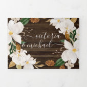 マグノリア素朴フローラ結婚の3倍招待状 三つ折り招待状 (カバー)