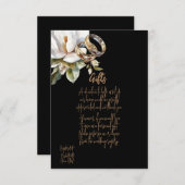 マグノリア結婚のリングや輪金ゴールドブラックウェディングギフト セーブザデート (正面/裏面)