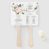 マグノリア結婚コットンのセレモニープログラムファン ハンドファン (正面&裏面)