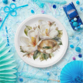 マグノリア結婚スと金ゴールドの結婚リングや輪 ペーパープレート (パーティー)