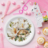 マグノリア結婚スと金ゴールドの結婚リングや輪 ペーパープレート (パーティー)