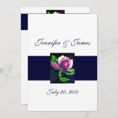 マグノリア結婚式招待状ピンクネービー 招待状 (正面/裏面)