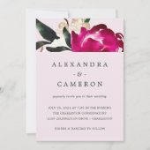 マグノリア絵を描オン赤面ピンク | 結婚s 招待状 (正面)