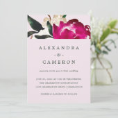 マグノリア絵を描オン赤面ピンク | 結婚s 招待状 (スタンド正面)