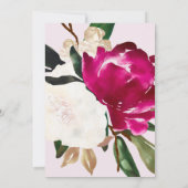 マグノリア絵を描オン赤面ピンク | 結婚s 招待状 (裏面)