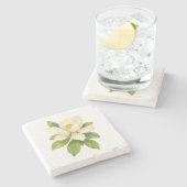 マグノリア絵を描フラワー ストーンコースター (横)