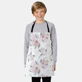 マグノリア花イラストレーション エプロン (着用した状態)
