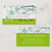 マグノリア花ターコイズ緑フローラ 名刺 (正面/裏面)