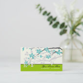 マグノリア花ターコイズ緑フローラ 名刺 (スタンド正面)