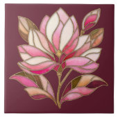 マグノリア花モザイクセラミックタイル タイル (正面)