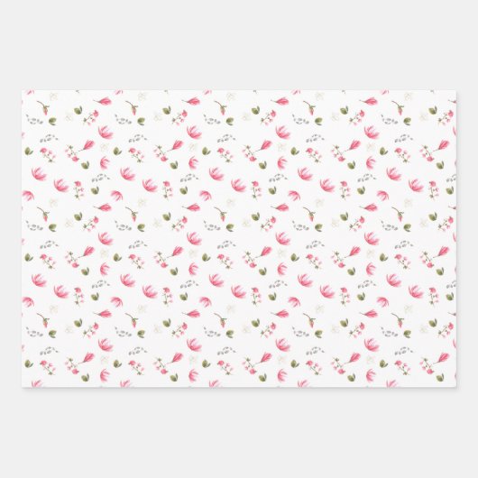 マグノリア花ラッピング紙、ピンクマグノリアス ラッピングペーパーシート (正面)