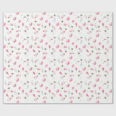 マグノリア花ラッピング紙、ピンクマグノリア ラッピングペーパー (フラット)