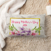 マグノリア花模様ズオンホワイトマーブルマザーズデイ ランバークッション (ブランケット)