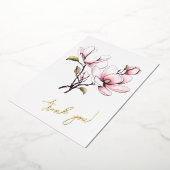 マグノリア花「ありがとう！」 編集可能 箔シーズンカード (回転した状態)