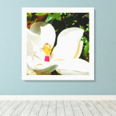 マグノリア花 キャンバスプリント (インサイチュ (ウッドフロア))