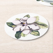 マグノリア花 ラウンドペーパーコースター (アングル)