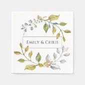 マグノリア花 |紫エレガントフローラ緑 スタンダードカクテルナプキン (正面)