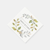 マグノリア花 |紫エレガントフローラ緑 スタンダードカクテルナプキン (角)