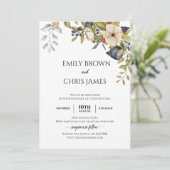 マグノリア花 |紫エレガントフローラ緑 招待状 (スタンド正面)