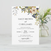 マグノリア花 |紫エレガントフローラ緑 招待状 (スタンド正面)